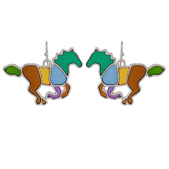 Horse Epoxy Dangle Earrings - Picture 1 of 1